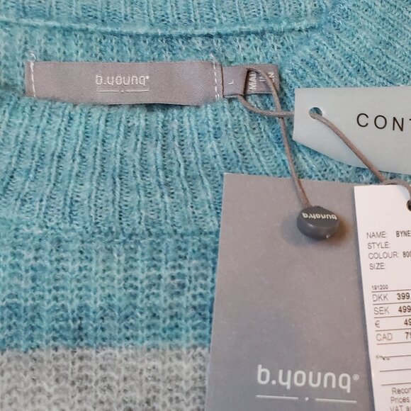 NWT Women's Crewneck Pullover Sweater in Blue/Grey/Yellow Size Large - Picture 5 of 9